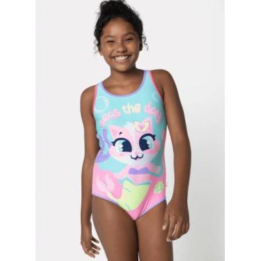 Imagem de Maiô infantil proteção solar gata sereia puket tamanho:12, 12