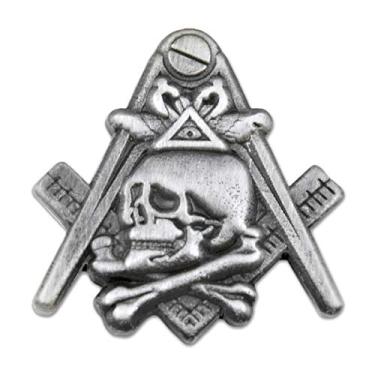 Imagem de Broche de lapela maçônico com acabamento antigo quadrado e bússola Widow's Son - 2,54 cm de altura, 1" Tall, Metal