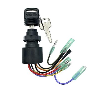 Imagem de SKARUMMER Interruptor de ignição de barco com chave de substituição para caixa de controle de motor de popa Mercury Mariner com 2 chaves 3 posições 6 conectores de fios - Substitua o interruptor de