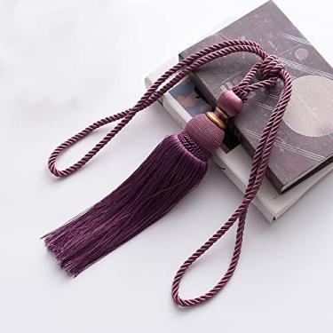 Imagem de Suportes de cortina de amarração de cortina Correia de cortina com franjas de janela Correia de cortina de gancho simples, T16,2 PCS