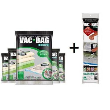 Imagem de Combo: 5 Sacos A Vácuo Vac Bag Extra Grande + Bomba Plastica Ordene