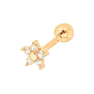 Imagem de Piercing de Orelha Cartilagem Tragus Flor Zircônia Ouro 18k