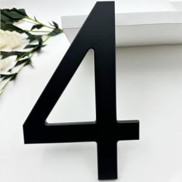 Imagem de BetLight Números de casa premium - Número de endereço residencial de alumínio de 20 cm de altura para montagem externa/flutuante/à prova de ferrugem e antidesbotamento/preto elegante/número 4