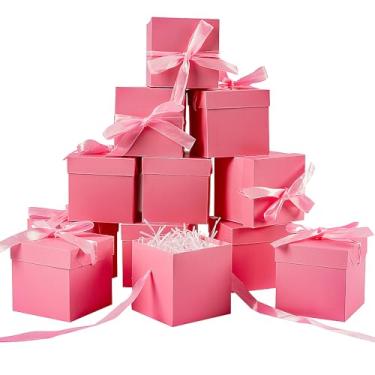 Imagem de Elephant-package Pacote com 12 caixas de presente pequenas com tampas, caixas de presente rosa com fita para aniversário, embalagem de presente, lembrancinhas de festa, caixas de velas, caixas de