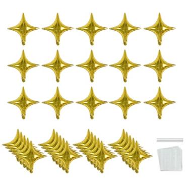Imagem de TONIFUL Star Foil Balloons 50Pcs 10 Inch Gold Four Pointed Star Shape Balloons Mini Star Mylar Helium Balloons for Birthday Wedding Baby Shower Anniversary Engagement Party Decorations Supplies