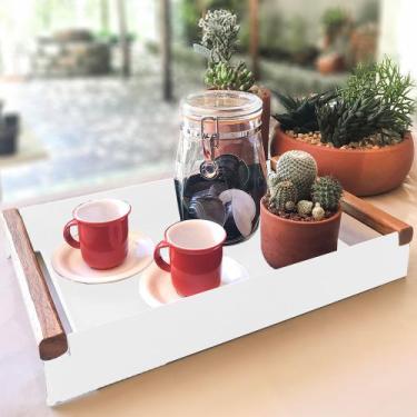 Imagem de Bandeja em Aço Carbono Decorativa para Café Linha Nexo 40x25cm - Branc