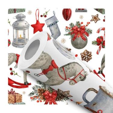 Imagem de Papel de Parede Adesivo Natal Vermelho Aquarela Moderno Quarto Sala de