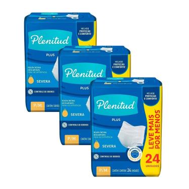 Imagem de Kit 3 Roupa Íntima Plenitud Plus Unissex Tamanho P/M 24 Unidades Leve Mais Por Menos cada