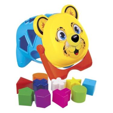 Imagem de Balde Didático Onça com 10 Formas Geométricas - Mercotoys