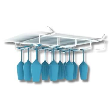 Imagem de Suporte para Taças de Vinho Suspenso, Aramado Cor Branca, Capacidade 12 Taças 35,5cm x 30cm x 6,5cm