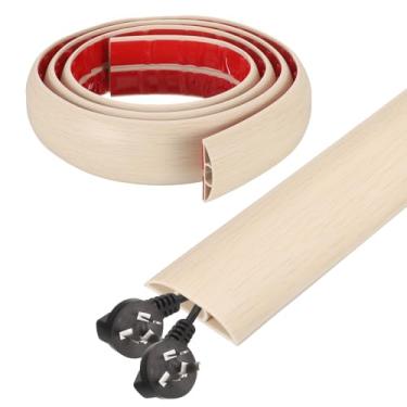 Imagem de HARFINGTON Capa de cabo de 1,8 m L 1,5 x A 0,3 Canal interno PVC esconde extensão, protetor de fios para evitar desvios de cabos, gerenciamento de cabos, madeira bege