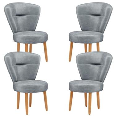 Imagem de Kit 4 Cadeiras Decorativas para Sala de Espera Recepção Moderna Tecido Veludo MOBLAN decor (Cinza)