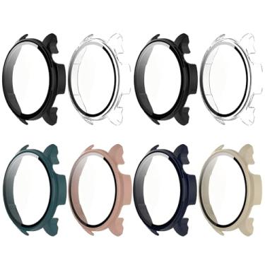 Imagem de HXFRTYU Pacote com 8 capas para Amazfit Balance SmartWatch, protetor de tela de policarbonato rígido, capa de vidro temperado, acessórios para mulheres e homens, transparente