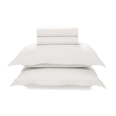 Imagem de Karsten Jogo De Cama Tom Branco Casal 200 Fios 100% Algodão 4 Peças