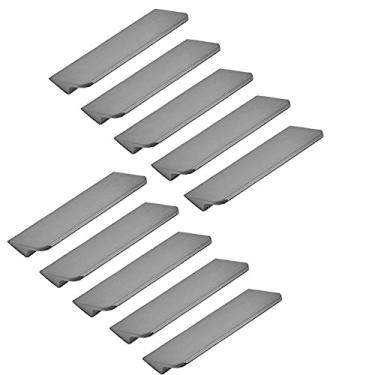 Imagem de Puxador de borda de dedo preto estilo moderno 10 peças, puxadores de armário de alumínio alça de gaveta invisível, puxador de armário de cozinha ferragens de móveis para casa cozinha escritório