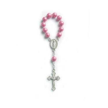 Imagem de Kit 10 unidades Mini Terço Tercinho Dezena para Lembrancinhas Batismo Eucaristia Casamento (ROSA)