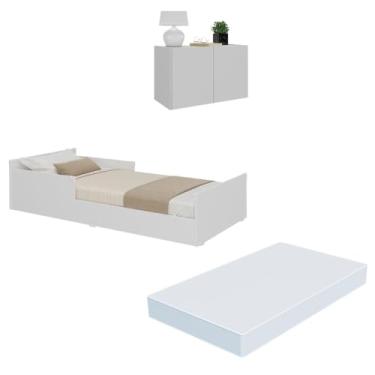 Imagem de Minicama Infantil Montessoriana com Colchão e Mesa de Cabeceira 2 Portas Multimóveis Mp4206 Branca