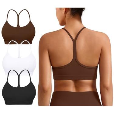 Imagem de Sutiã esportivo acolchoado com costas em Y para mulheres – costas nadador com alças finas de baixo impacto para ioga e treino, Cor 5, GG