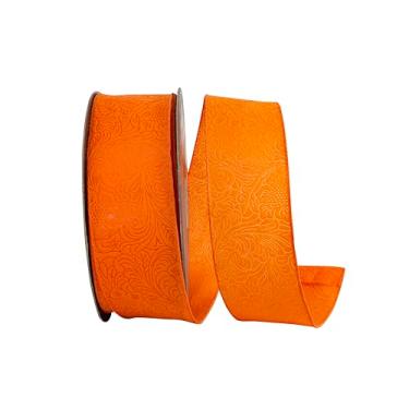 Imagem de Reliant Ribbon Fita de borda com fio em relevo rolagem de folhas, laranja