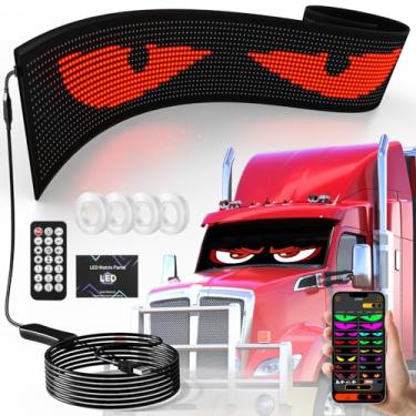 Imagem de Luz LED com olhos de diabo para para-brisa 176 x 19 cm, tamanho extra faça você mesmo, olhos de LED programáveis para caminhões, olhos de para-brisa animados, LED, flexível, inteligente, colorido