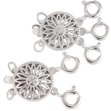 Imagem de Beebeecraft 2 peças, 2 estilos, colar, fechos, separador, deslizante, latão, banhado a platina, liso, redondo, 2 fios, 3 fios, extensor de corrente conversor de bloqueio para fabricação de joias de