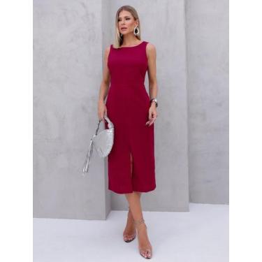 Imagem de Vestido Midi de Linho com Alças Largas e Fenda Sofisticada - Lumia, Vi