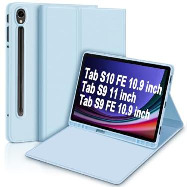 Imagem de Capa tablet Para Samsung Galaxy Tab S9 FE 10.9"/S9 11", Case Anti Impacto, Estojo de teclado magnético removível com suporte para caneta S (Azul)