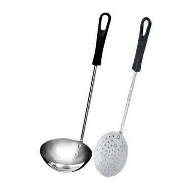 Imagem de Kit Concha Pequena Feijão + Escumadeira Arroz 9cm Cabo 23cm - Aldinox