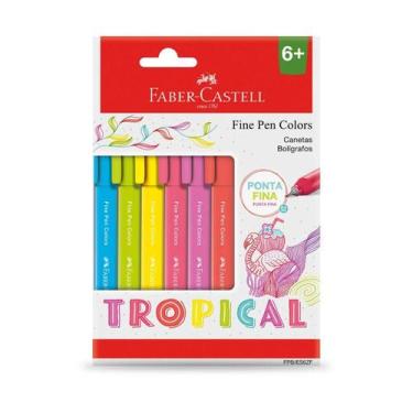 Imagem de Caneta Fine Pen Colors 0.4mm Faber-Castell Tropical Kit com 6 cores