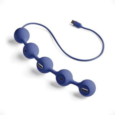 Imagem de LEXON Hub USB Peas HUB-C com 2 portas USB-A e 2 USB-C, extensor USB multiportas para MacBook, Ultrabooks e tablets, adaptador USB C para USB, suporta carregamento e transferência de dados – Azul