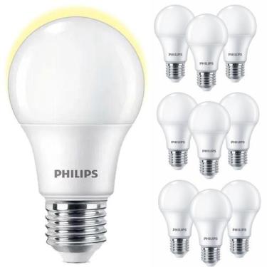 Imagem de Kit 10 Lâmpada Led Philips 9w Bulbo Branco Quente 3000K Equivale 60w L