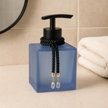 Imagem de Porta Sabonete Liquido Lavabo De Vidro Cubo Para Banheiro 250ml Luxo -