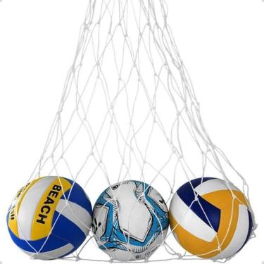 Imagem de Rede Transporte De Bola Futebol Volei Fio 4Mm Seda 20 Bolas