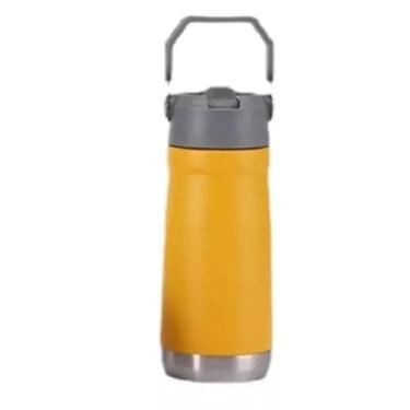 Imagem de Garrafa Térmica 550ml Inox | Parede Dupla, Tampa com Alça, Conserva Bebidas Quentes e Frias (Amarelo)