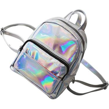 Imagem de Mochila feminina de holograma a laser bolsa casual mini holograma bols