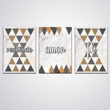 Imagem de Quadro Resiliencia Amor E Fé Kit De Quadros Decorativo A4