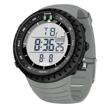 Imagem de PALADA Relógio esportivo digital masculino à prova d'água com retroiluminação LED (cinza seco)