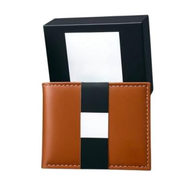 Imagem de Carteira Masculina Couro, Slim Sintético Preto (Marrom Caramelo)