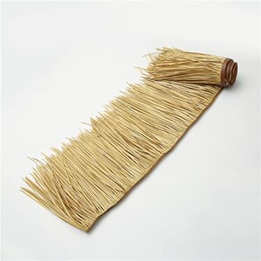 Imagem de Rolos de palha de simulação de PE, palha de plástico para telhados palha artificial palha falsa casa de fazenda cabine gazebo decoração telhas de palha retardantes de chamas (amarelo c, 0,5 x 6 m/1,64