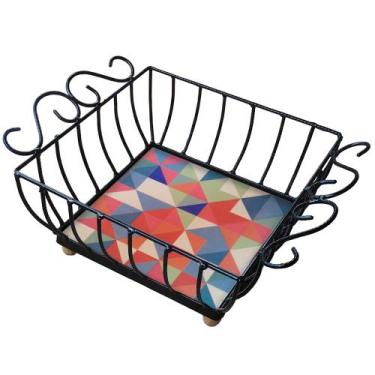 Imagem de Fruteira Mesa Ferro Azulejo Quadrada - Estilo Rústico