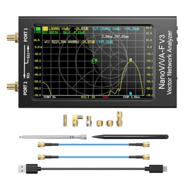 Imagem de SeeSii Analisador de rede vetorial NanoVNA-F V3, [atualizado] Analisador de antena VHF VHF UHF UHF VNA de 1 MHz-6GHz de 1 MHz-6 GHz, analisador de antena VHF UHF UHF VNA, medição de tensão SWR, fase,