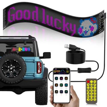 Imagem de 11,9 x 59,4 cm, luz de olhos diabólicos para carros, lâmpada colorida para janelas de carros, tela LED flexível programável grande, tela LED dinâmica para carro, inteligente, colorida, tela macia