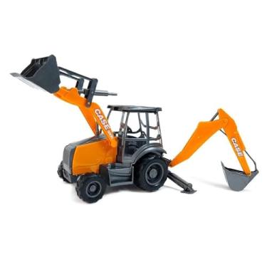 Imagem de Retroescavadeira com Pneus de Borracha, 40cm, Preto e Laranja, 2 Braços Articulados, Polipropileno, Brinquedo Realista