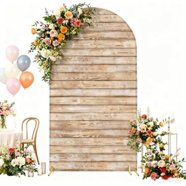 Imagem de Irisbell Capa de fundo de arco de madeira 1,8 m vintage elastano ajustável para decoração de festa de casamento Chiara para decoração de festa de casamento e aniversário (de madeira, 1,8 m)