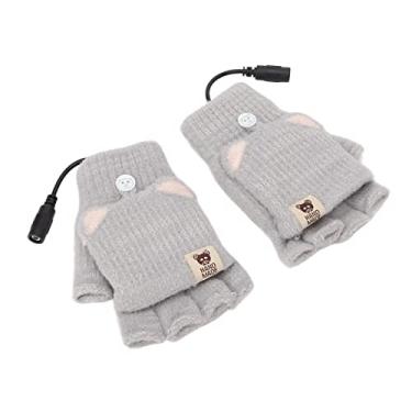 Imagem de Cryfokt Luvas Aquecidas USB Homens Mulheres Aquecedor de Mãos Sem Dedos de Inverno para Escritório de Trabalho, Várias Maneiras de Usar para Jogos de Digitação, Aquecimento Uniforme de 40-45 ℃,
