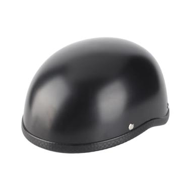 Imagem de Mingzhe Capacete de Motocicleta de Meia Face Com Tampa Caveira Preta Fosca, Casco Leve Em ABS, Ajuste Confortável para, Rebites Aço, Argola Em D Ajustável e Alça Queixo, para (XL)