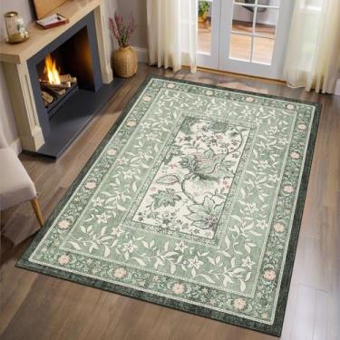 Imagem de GarveeHome Tapete Provence Botanical Grove 10 x 15 cm verde sálvia vintage Cottagecore tapete de área 10 x 15 para quarto, sala de estar, berçário, cozinha, entrada, tapete interno