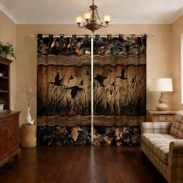 Imagem de Erosebridal Cortinas blackout camufladas de pato-real para crianças, meninos e homens, cortinas rústicas de cabana de fazenda 132 cm L x 163 C, cortinas de janela de pato da floresta de caça, cortinas