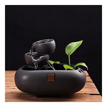 Imagem de ornamentais Fonte de cerâmica cascata para ambientes internos, fonte de água zen para escritório e casa, decoração interna de 7.0 tamanhos, fonte alta relaxamento