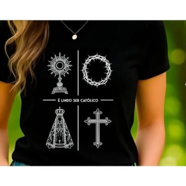 Imagem de Camiseta Tshirt Feminina Frases Imagens Religião É Lindo Ser Católica 